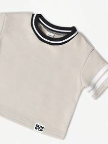 SUMWON Kids Brooklyn Two Piece Set Summer Boys Outfit Cream Stripes Streetwear Style Urban Team Varsity Fashion Shorts Set