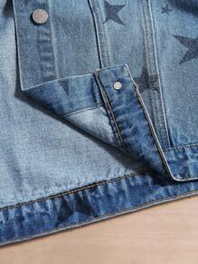 Bohemela Women's Minimalist Daily Wear Star Pattern Long Sleeve Denim Jacket Star Print Denim Jacket Women Star Denim Jacket Western Denim Jacket Women Women Jean Jacket Cowboy Jean Jacket Cowboy Jean Jacket Women