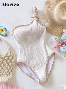 SHEIN Tween Girls One-Pieces Summer Summer Holiday - White - View 1