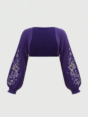 Goth Cardigan corto taglie forti con ricamo botanico e serpente in stile gotico