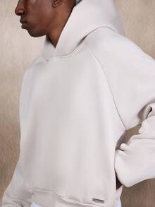 SUMWON Heavyweight Crop Fit Hoodie With Centre Pocket Plain - Apricot - View 3