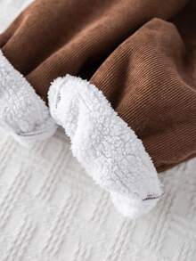 Cozy Pixies Baby Boy Cartoon Bear 3D Pattern Knitted Soft Fleece Elastic Waist Jogger Pants Fall Winter - Brown - View 6