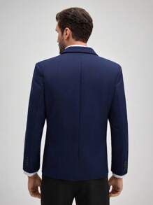 Blazer formal para hombre Officeau, un solo botón, para boda y negocios - Azul Marino - Ver 2