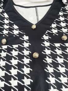 Franclia Women's Elegant Houndstooth Print Fitted Long Dress - Multicolor - View 6