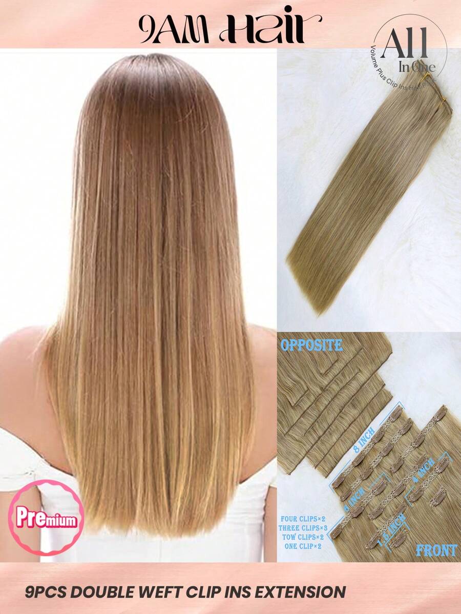 9 件装 200g/220g/240g Lace Bace 27 焦糖棕色夹式 100% 雷米真人接发角质层对齐双浸发夹适合稀疏头发女性自然外观顶级品质 - S27 - 查看 1