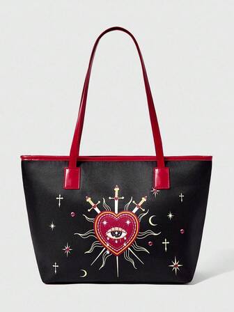 Fairycore 1 pezzo Borsa tote capacità grande versatile stile retrò per uso quotidiano, numero articolo 1337053