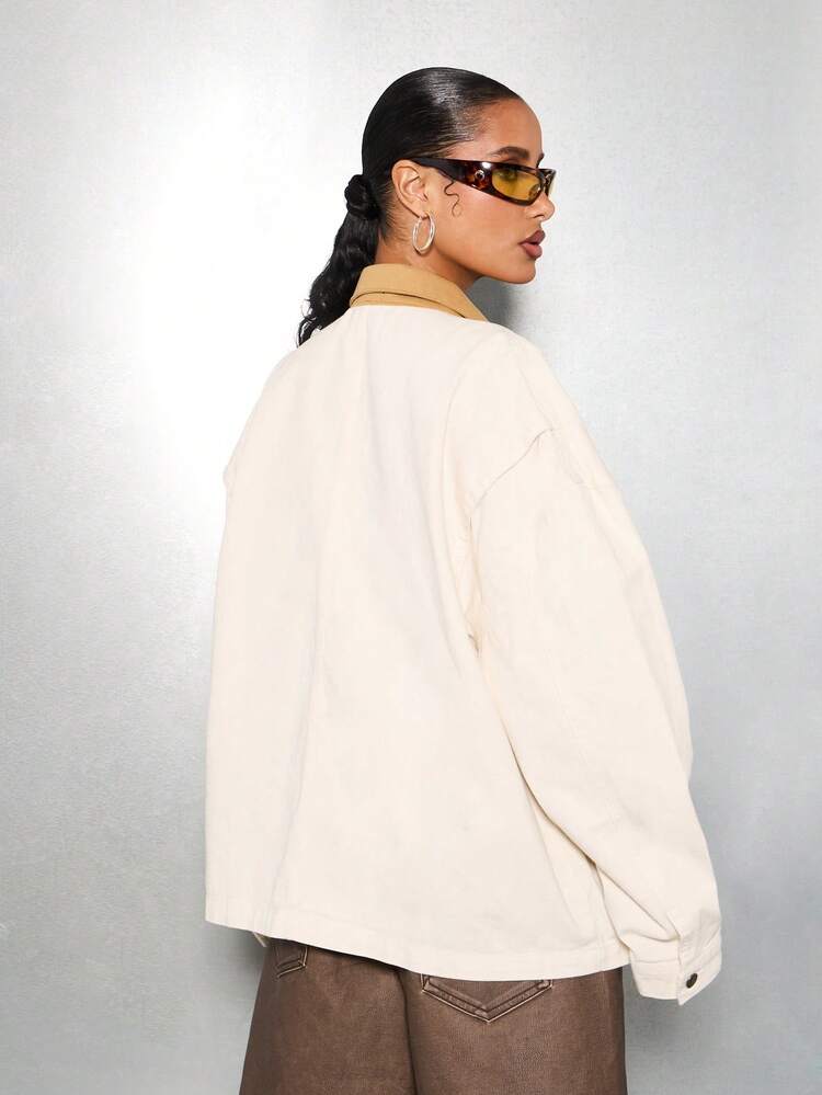 SUMWON WOMEN Giacca oversize con cerniera e colletto color cuoio