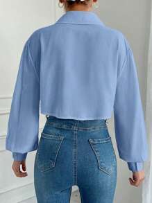 RueChic Cotton Women Office Cute Formal Shirt, Elegant Work, Party, Event, Business - Blue - View 2