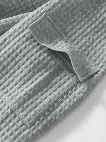 Manfinity Homme sweat-shirt à capuche zippé gris à manches longues et couleur unie pour homme grande taille, Sweat-shirt-shirt à capuche texturé, automne - Gris - Voir 4