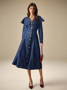 SHEIN Frenchy Minifalda de mezclilla casual de unicolor para mujer - Azul - Ver 1