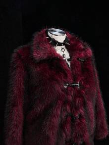 Sunspun Casual Loose Cropped Jacket Winter Fall Autumn - Red - View 3