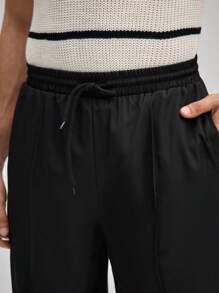 Officeau 男士休闲舒适百搭复古风长裤，春夏皆宜 - 黑色 - 查看 7