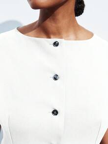 Maija 大码女式纯色单排扣无袖夹克和裤子休闲套装大码裤装大码白色裤装白色大码连体裤大码裤装套装大码秋冬夏季裤装