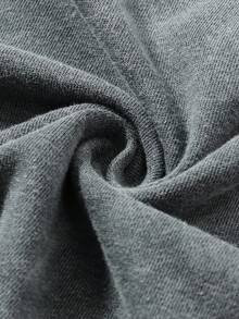 Manfinity EMRG 男士圆领短袖字母印花简约 T 恤，休闲日常 - 深灰色 - 查看 6