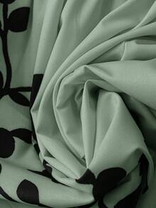 SHEIN Clasi 女士优雅露背连体裤，宽松版型拼色印花度假连体衣 - 薄荷綠 - 查看 6