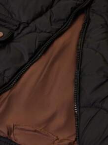 Sleeveless Loose Cropped Padded Vest Jacket, Stand Collar, Lapel, New Style For Winter - Black - View 7