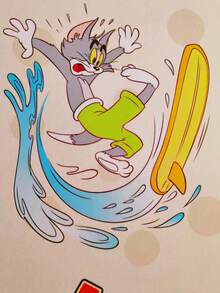 TOM & JERRY X SHEIN Alfombra de baño con diseño de letras y dibujos animados - Almohadilla de diatomita de secado rápido para baño/cocina - Multicolor - Ver 4