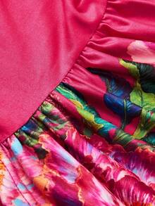 Y2Kool BiGraphic Y2K 风格粉色动物老虎花卉印花休闲性感单肩衬衫上衣，适合夏季、秋季、度假、派对、日常穿着女式老虎上衣单肩夏季上衣图案上衣 - 粉色 - 查看 3