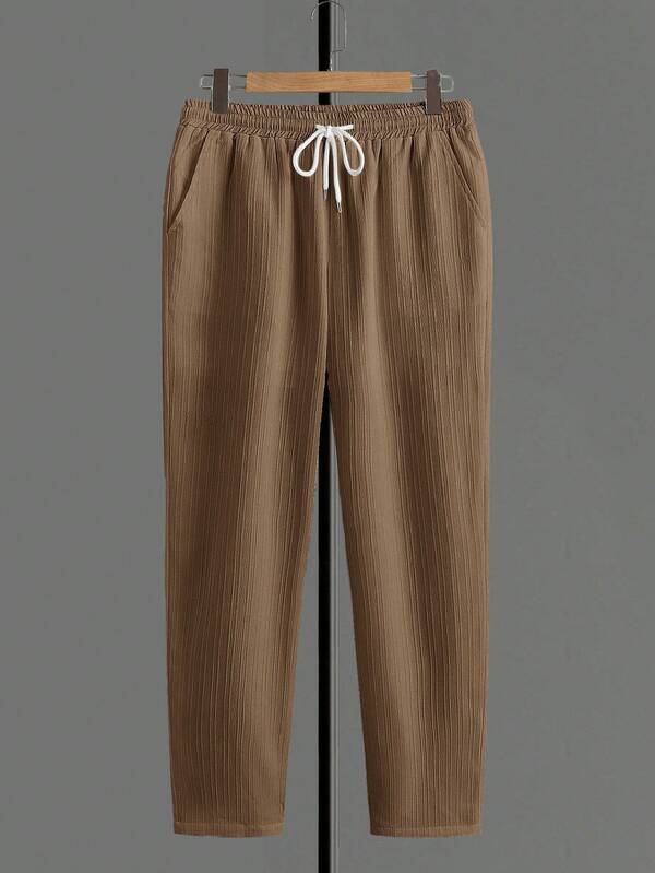 Manfinity RelaxMax Pantalones casuales de unicolor con cordón en la cintura y bolsillos, para otoño