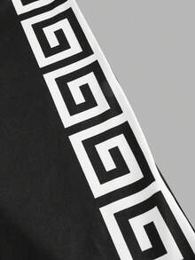 Slaydiva 夏季优雅圆领无袖短款字母印花下摆白色紧身背心和超宽腰直筒阔腿前字母印花黑色长裤女式两件套-C - 彩色 - 查看 4