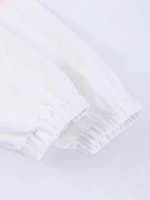 优雅花卉蕾丝领休闲连衣裙，青春优雅风格，适合少女返校季 - 粉色 - 查看 4