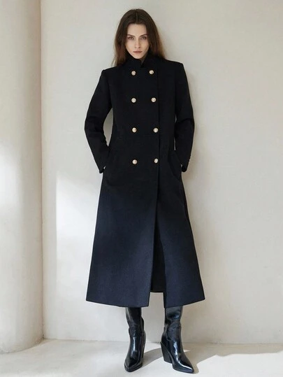 Aveloria Modichic 粗花呢面料纽扣装饰优雅精致设计感宽松长款女士大衣外套