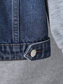 Tween Boys Denim Jacket 2-Piece Boys' Casual Washed Denim Jacket And Coat, Versatile Street Style Essential For All Seasons  Kids Jeans Jacket Kids Denim Jacket Boys Jean Jacket Boys Jackets Fall Winter - Medium Wash - View 5