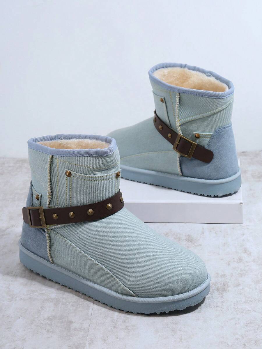 SHUZIA Studded Decor Plush Inside Snow Boots