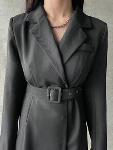 FRIFUL Women's Waist Cinched Waist A-Line Straight Goth Style Casual Mini Dress