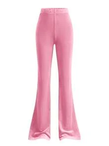 SHEIN Tween Girl Velvet Rhinestone Pocket Hooded Zip-Up Sweatshirt & Flared Pants Casual Elegant 2 Pieces Set, Pink Tween Set, Girls Lounge Set, Girls Bell Bottom Set, Pink 2 Piece Set Fall Winter - Baby Pink - View 11