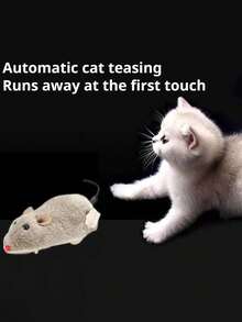 PETSIN 1 件毛绒弹簧老鼠，逗猫链老鼠玩具，跑老鼠，自娱自乐猫玩具，猫玩具，宠物玩具 - 彩色 - 查看 3