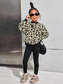 Conjunto informal de niña con parte superior de punto con estampado de corazón y pantalones de punto de unicolor, conjunto de atuendos de vuelta al colegio para mujeres y niñas, conjuntos de ropa para niñas pequeñas, conjuntos de ropa de otoño para niñas pequeñas