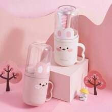 A Odorless Travel Toothbrush Box And Mouthwash Cup Set - Portable, Plastic Toothpaste Cup, Cute Rabbit Design, Bathroom Mouthwash Cup, Space-Saving Hygiene Solution For Carry-On, Suitable For Business Travel And Vacation - Multicolor - View 3