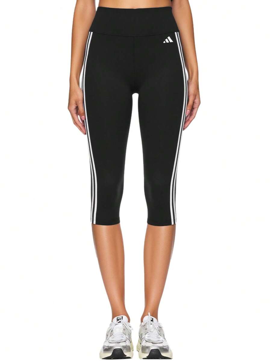 Adidas Geo Print Side Striped Leggings - Black - View 1
