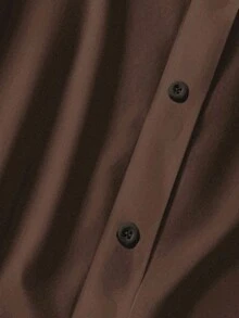 EMERY ROSE 大码棕色休闲简约全印花衬衫，适合夏季