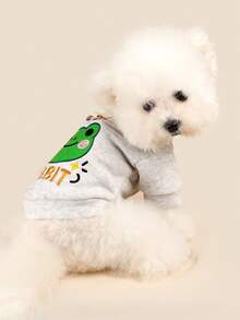 PETSIN 1件宠物服装，可爱刺绣卡通绿色青蛙图案开衫外套，温暖舒适，适合狗狗秋冬季穿着 - 綠青蛙 - 查看 2