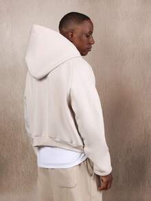 SUMWON Heavyweight Crop Fit Hoodie With Centre Pocket Plain - Apricot - View 2