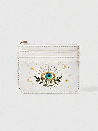 Fairycore Kartenetui und Münzbeutel mit Mond und Sterne Augen Muster, Artikel-Nr. 1057232
