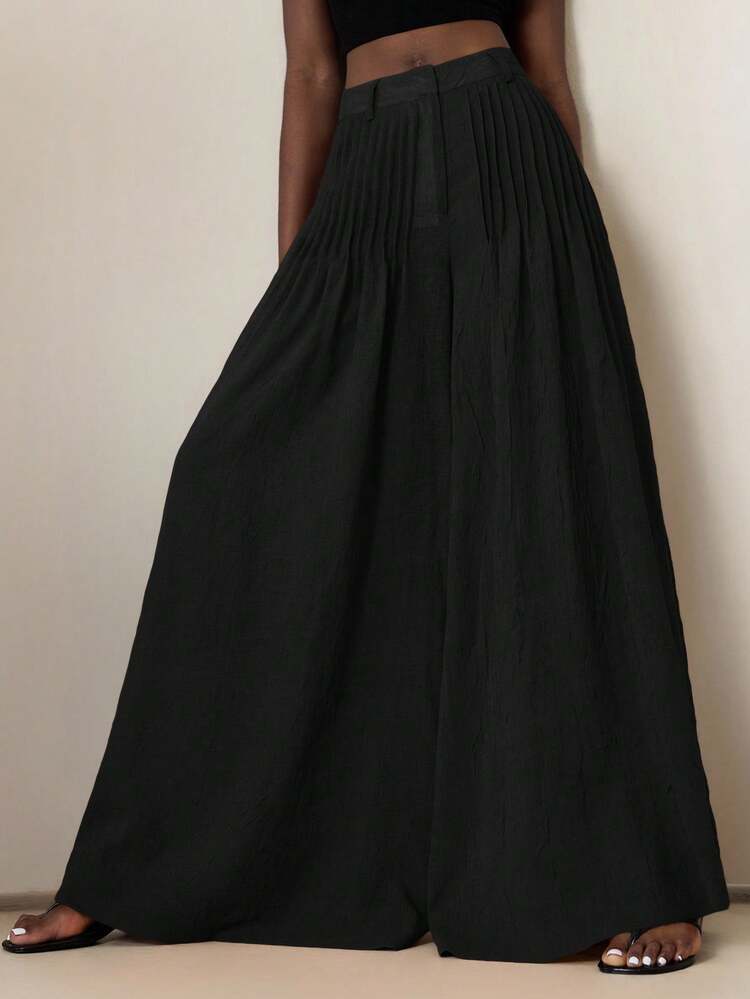 Aveloria Modichic Elegant & Intellectual Pleated Comfortable Loose Wide-Leg Pants For Women - Black - View 6