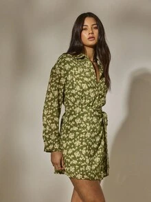 Aralina Herbst-Winter Western Boho Blume Muster Wickelrock, süßes Ausgehkleid für Country-Konzerte, Minirock - Verschiedenfarbig - Übersicht 3