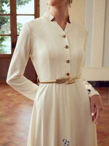 ZEYLAH Abito lungo con maniche lunghe e bottoni con stampa floreale, elegante per l'autunno