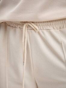 2 pezzi Tuta sportiva da uomo OFFICEAU, polo a maniche corte casual + pantaloni lunghi, outfit sportivo con design a patchwork, adatto dalla primavera all'estate - Cachi - Visualizzare 7