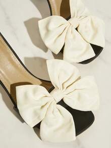 SHUZIA Women Elegant Bow Decor Ankle Strap Hollow Out Toe High Heel Sandals - Beige - View 5