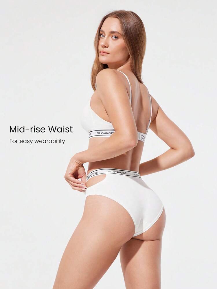 2er-Pack Baumwoll-Mischgewebe Unterhosen mit weichem, atmungsaktivem, elastischem Logobund, seitlichen Ausschnitten und mittlerer Taille für den täglichen Lässig-Trag