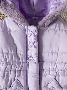 SHEIN Baby Mädchen Lässig Mode Schleife Dekor Dicke Kapuzen Winter Jacke, geeignet für den täglichen Gebrauch im Winter