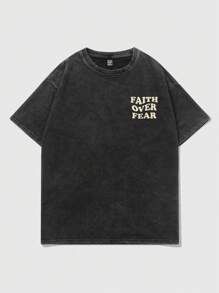 Manfinity EMRG Men Casual Letter Graphic Printed Round Neck Summer Short Sleeve T-Shirt, For Friends