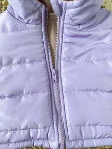 SHEIN Baby Girl's Versatile Casual Thickened Padded Coat Suitable For Winter Daily Wear Fall - Purple - View 6