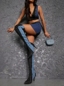 SHUZIA Stiefel spitzer Zeh, Kniehoch Stöckel Design