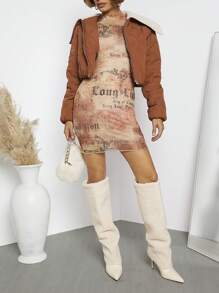 SHUZIA 女士加大羊毛厚尖头高跟中筒靴适合日常穿着、派对、聚会