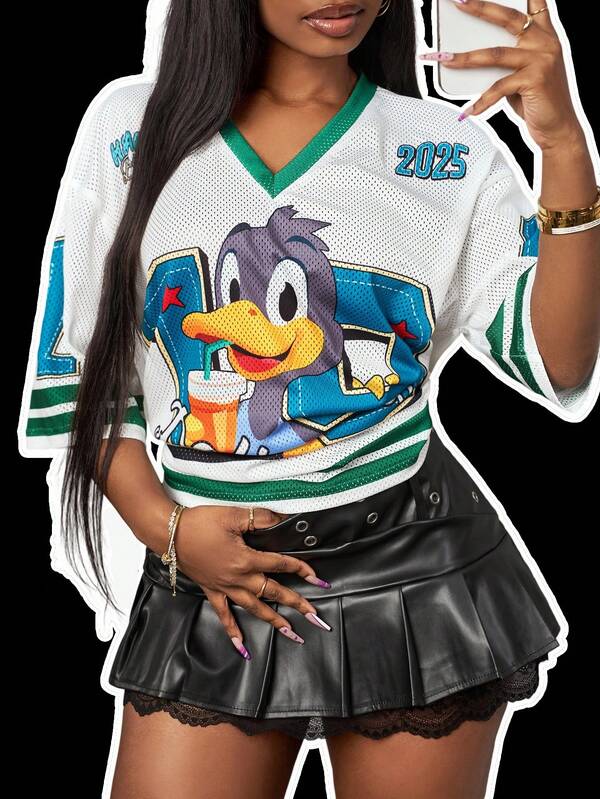 Slaydiva Casual Minimalist V Neck Plus Size T-Shirt, Suitable For Summer Suitable For Going Out